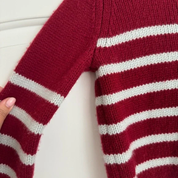 La Ligne BURGUNDY/LIGHT BLUE Cashmere Blend Mini Marin Sweater - Picture 10 of 14